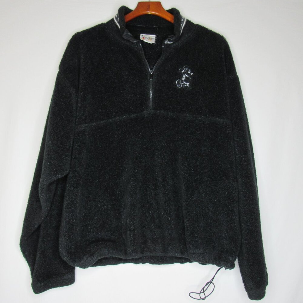 Vintage Mickey Mouse Disney World Black Fleece Pullover 1/4 Zip Women's XL - Picture 8 of 10